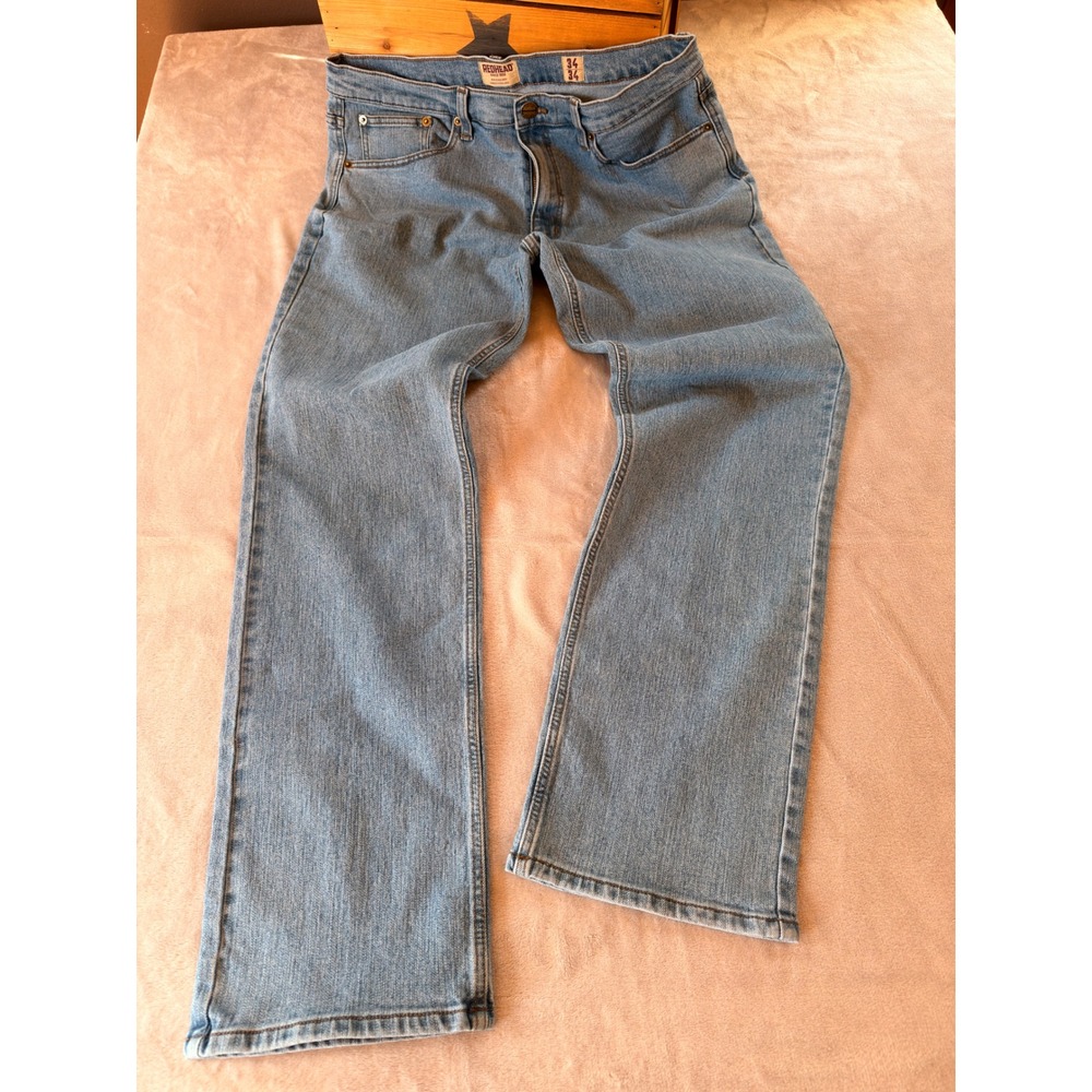 Redhead Mens Medium Wash Straight Leg Denim Jeans 34x34